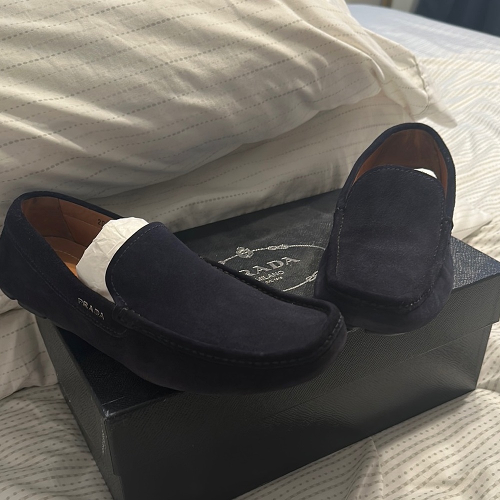 Prada Blue Slip-On Loafers Classic Style